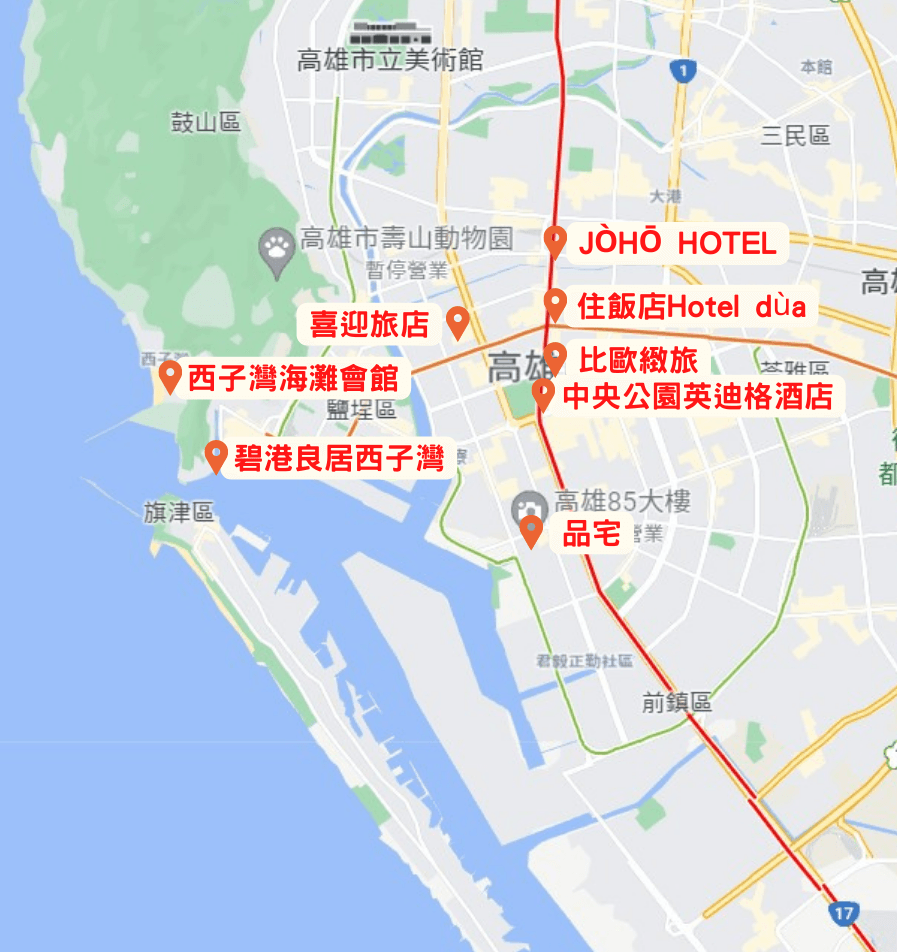 高雄飯店推薦地圖